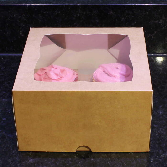4 Cavity Kraft Cup Cake Boxes Cater 4 You