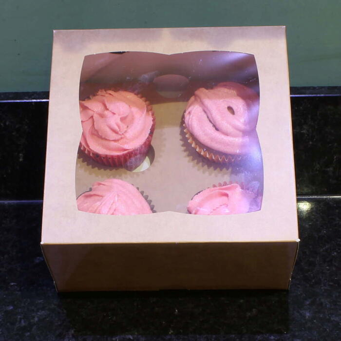 4 Cavity Kraft Cup Cake Boxes Cater 4 You