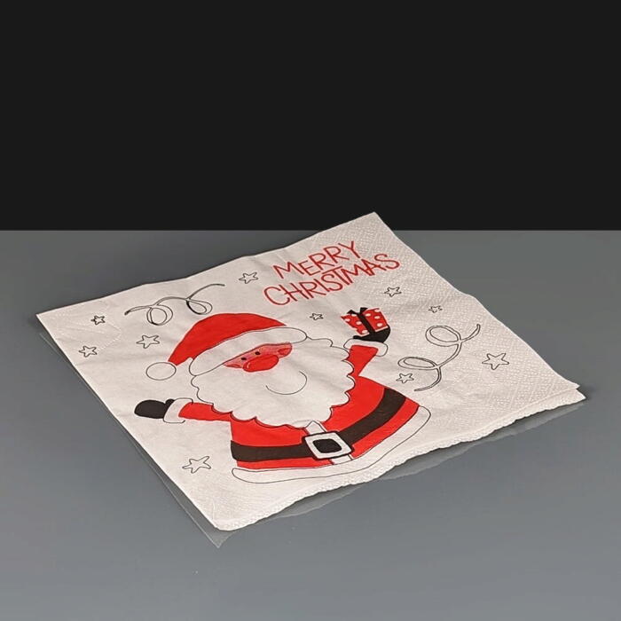 2 ply White Santa Merry Christmas Napkins / Serviettes
