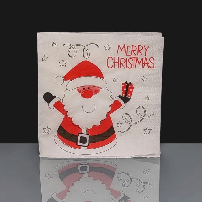2 ply White Santa Merry Christmas Napkins / Serviettes