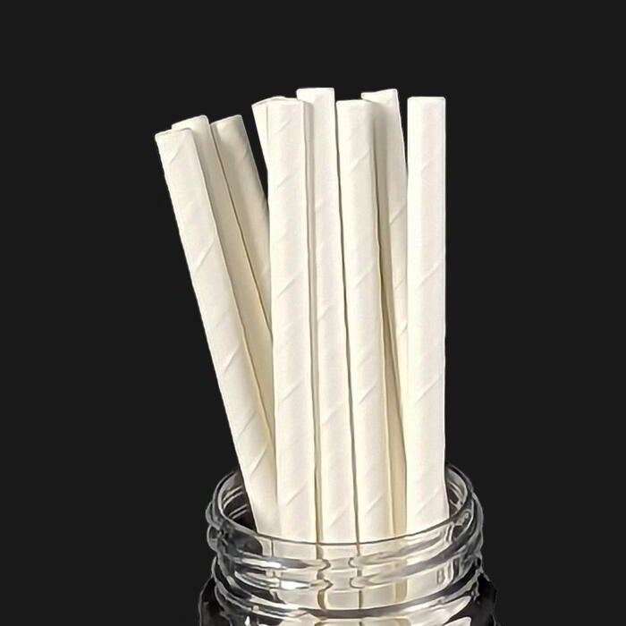 White Slim Paper Straw 140mm x 5mm