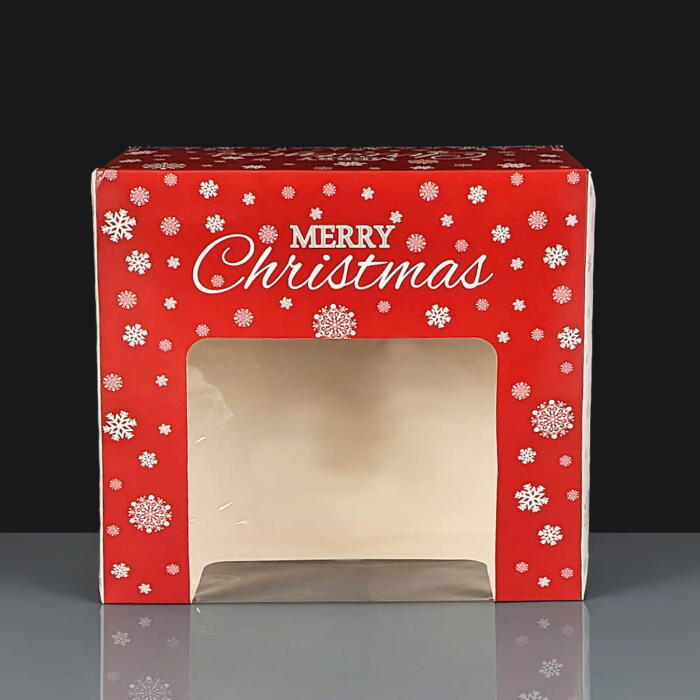 Red Snowflake Design Christmas Cake Boxes 10x10x5