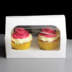 White Windowed Cupcake Boxes with 2 Hole Insert