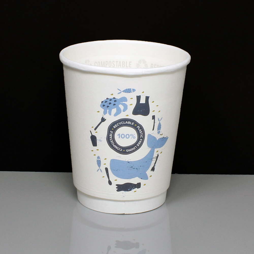 8oz Aqueous Double Wall Recyclable / Compostable Coffee Cups