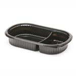 Deluxe 2 Comp Black Microwavable Container