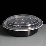 16oz Round Black Plastic Take Away Container & Lid