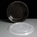 BR032 32oz Round Black Plastic Take Away Container & Lid
