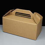 Small BROWN Corrugated Carry Box / Handled Lunch Box - Pack of 20