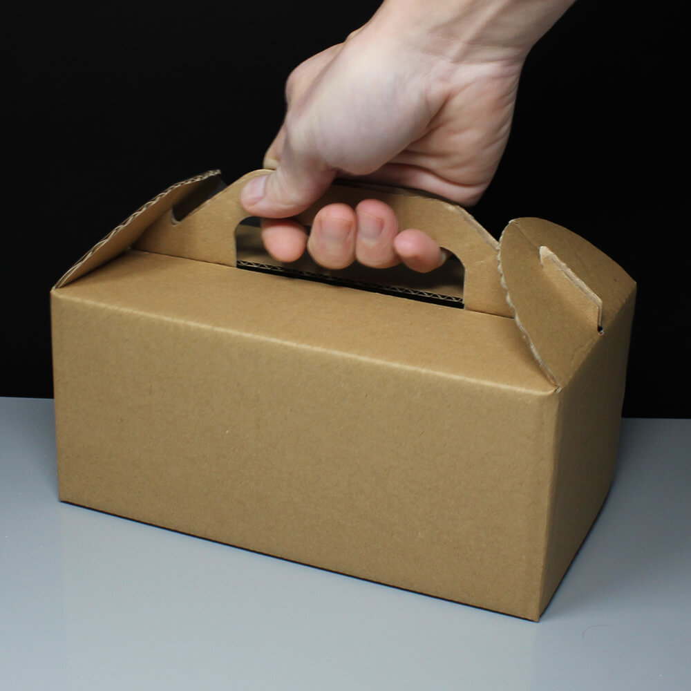 Small Corrugated Card Carry Box / Handled Lunch Box
