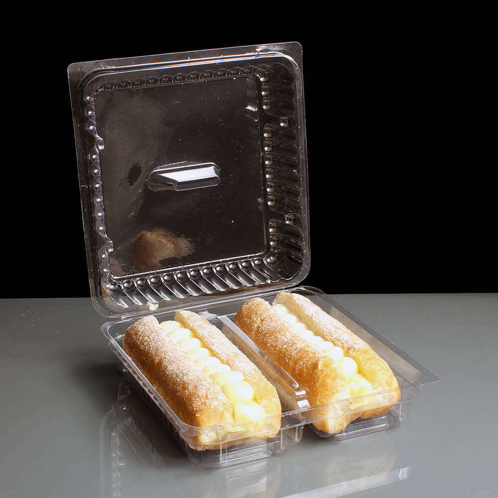 Plastic Hinged Twin Slice / Eclair Box: Box of 200 Plastic Hinged Twin Slice / Eclair Box: Box of 200