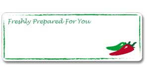 Custom Rectangular Gloss Label - Freshly Prepared For You - Chilies (Roll of 25)