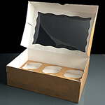Kraft Windowed Six Cupcake Boxes - Box of 100