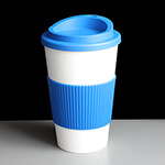 White 35cl Reusable Travel Tea and Coffee Mug with Sleeve