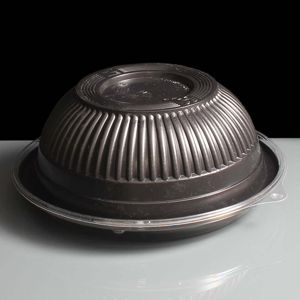 QA32 Medium Black Donburi Round Plastic container and lid