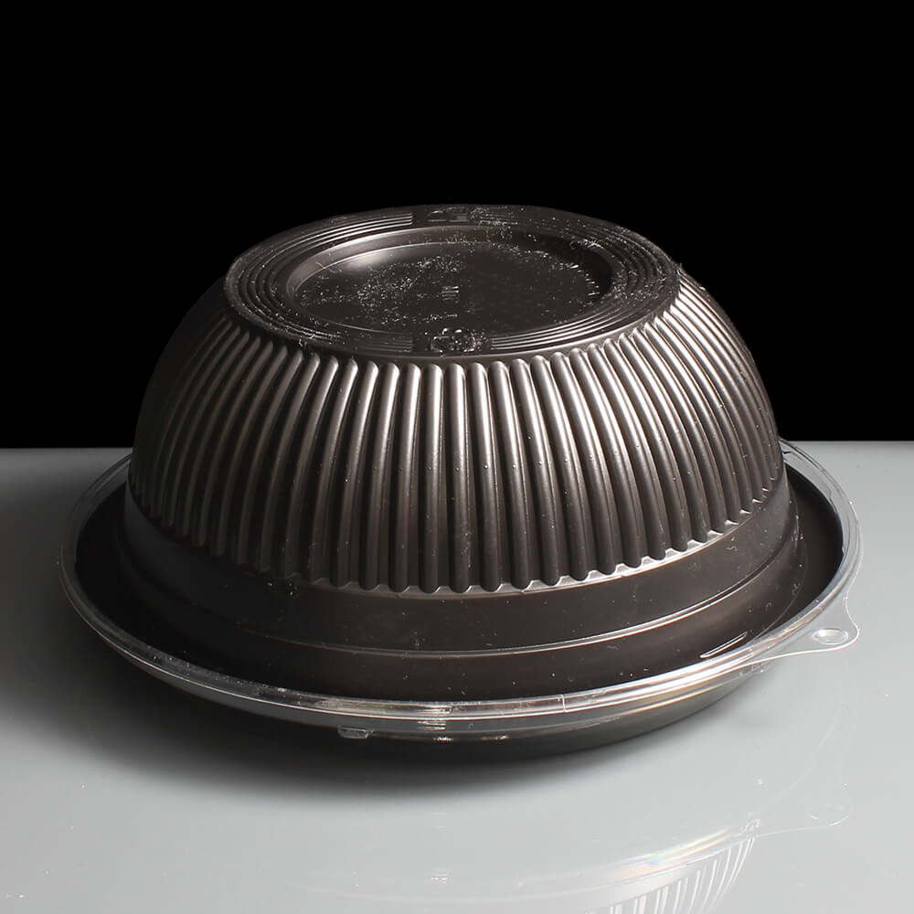 QA33 Large Black Donburi Round Plastic container and lid