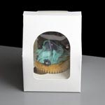 WHITE Windowed Single Cupcake Boxes - GABLE Deisgn - Box of 100
