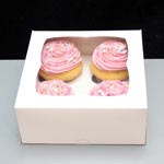 WHITE Windowed Cupcake Boxes with 4 Cavity Insert