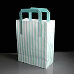 Aqua Candy Striped Handled SOS Bags 180 x 80 x 230mm