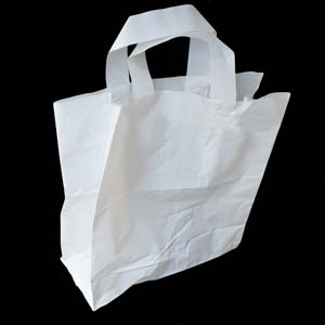 White Medium PLASTIC SOS Handled Bag