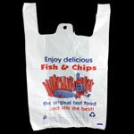 Medium Fish and Chips Printed Plastic Carrier Bag