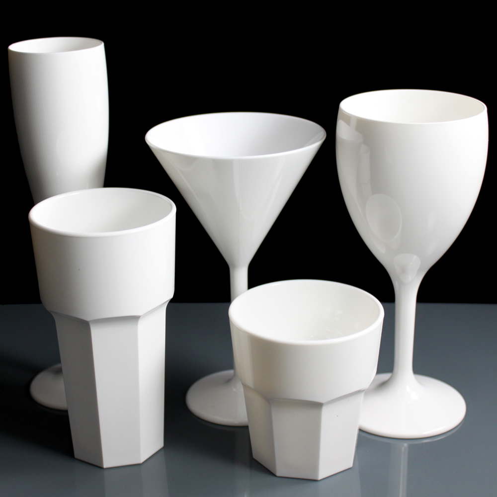 White Plastic Champagne Glasses