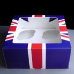 Four Cavity Union Jack Cupcake Box