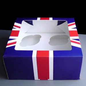 Union Jack 4 Cavity Cupcake Boxes