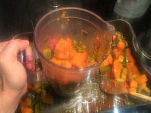 Blending the vegetables for soup