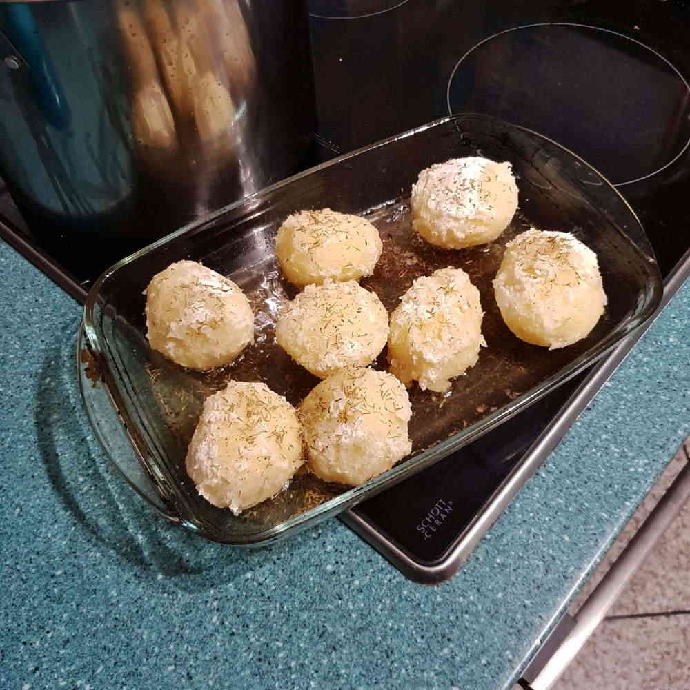 Potatoes in Pyrex Tray