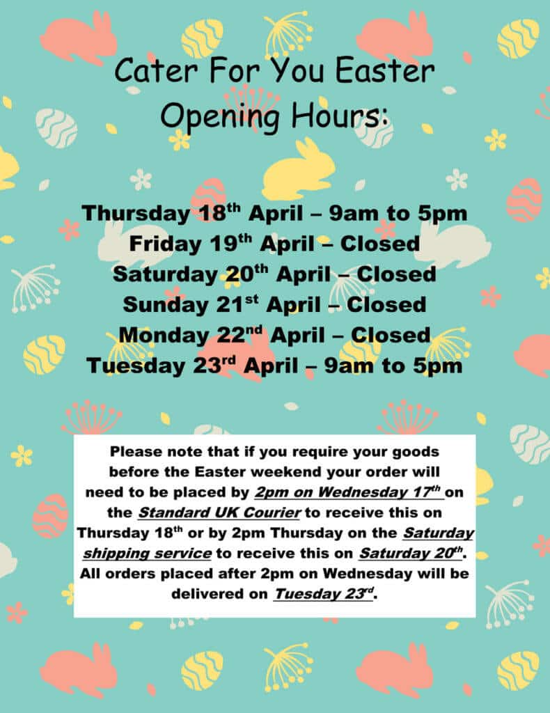 Cater For You Opening Hours 2019