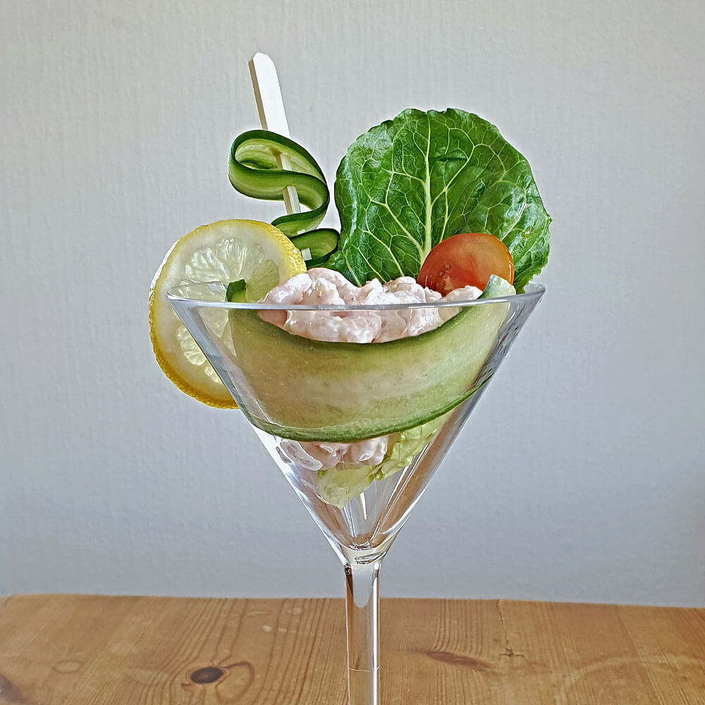 Plastic Martini Glasses with Prawn Cocktail