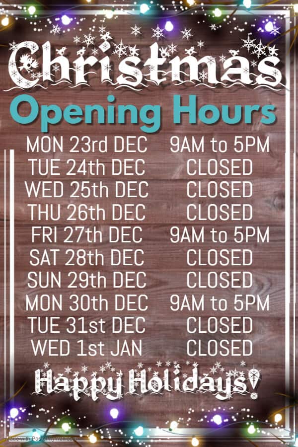 Cater For You Christmas Opening Hours 2019-20