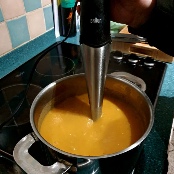 Blending the Cooked Vegetables to make soup