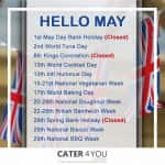 Cater For You May Calendar