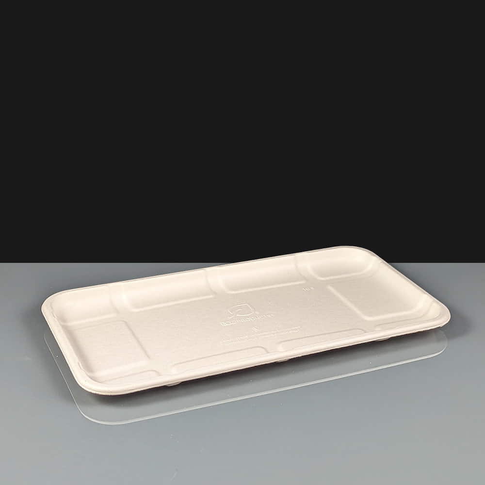 Shallow Compostable Bagasse Meet Tray