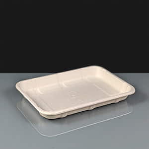 Shallow Compostable Bagasse Meet Tray