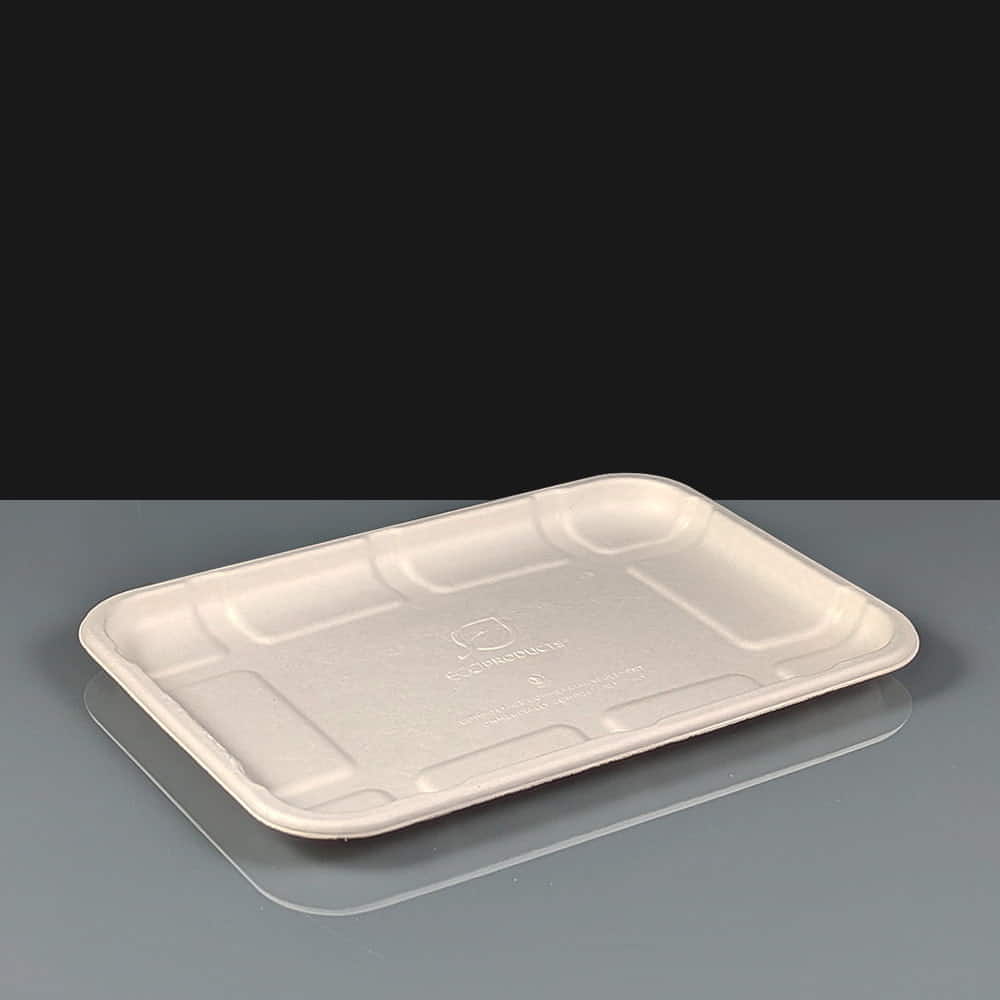 Shallow Compostable Bagasse Meet Tray